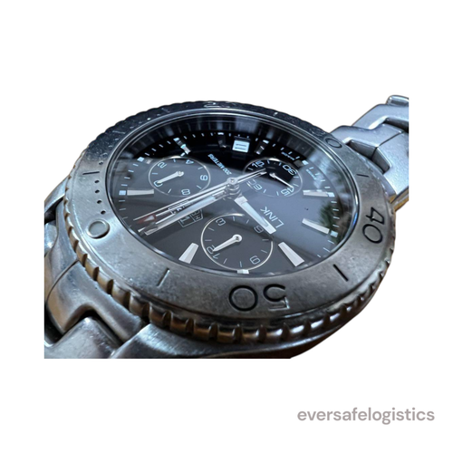 Reloj de cuarzo TAG Heuer Link CJ1110 esfera negra cronógrafo 42 mm para hombre Japón - Imagen 5 de 15
