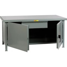 Heavy Duty Cabinet Workbench w/ Steel Square Edge & 1 Drawer, 60"W x 30"D, Gray