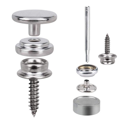 Kit de 153 piezas de botones a presión tornillo broches de presión sujetador grado marino 3/8 5/8 enchufe - Imagen 2 de 6
