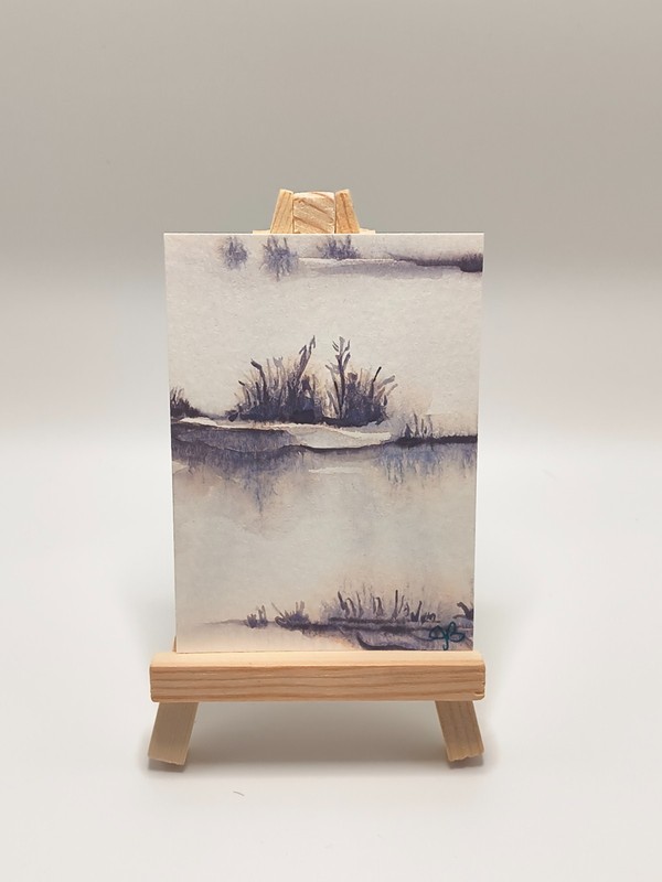 ACEO Original Watercolor Jbutterfieldstudio 2.5 x3.5 Silent Marsh