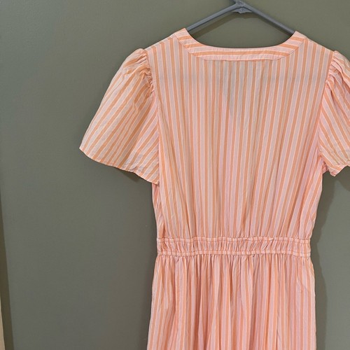 Vestido midi Loft naranja y rosa a rayas cintura ajustada talla grande escalonado - Imagen 5 de 6