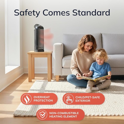 Lasko Oscillating Ceramic Space Heater, 15.7 Inches, Black, 1500W, CT16450 - Picture 5 of 10