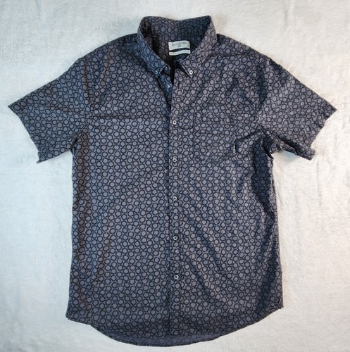 Billabong Shirt Mens Large Gray Black Sunburst Print Tailored Fit Stretch Cotton