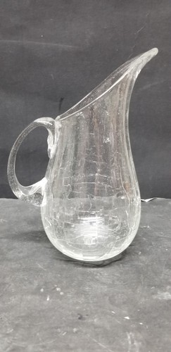 VTG BLENKO CLEAR CRACKLE GLASS PITCHER ART DECO 8 1/8" - Picture 5 of 7