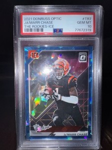 JA’Marr Chase 2021 Donruss Optic THE ROOKIES-ICE 01/15 PSA 10