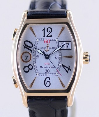 Ulysse Nardin Uhr Michelangelo UTC GMT 18K Roségold Silver arabic Big Date Dial