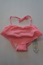 Cat  Jack Girls Swimsuit Coral Stripe 2 Piece Swim Size S 6/6X - NWT