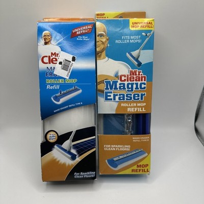 2 Pack Mr. Clean Magic Eraser Blue & White Roller Mop Refill NEW & SEALED NOS