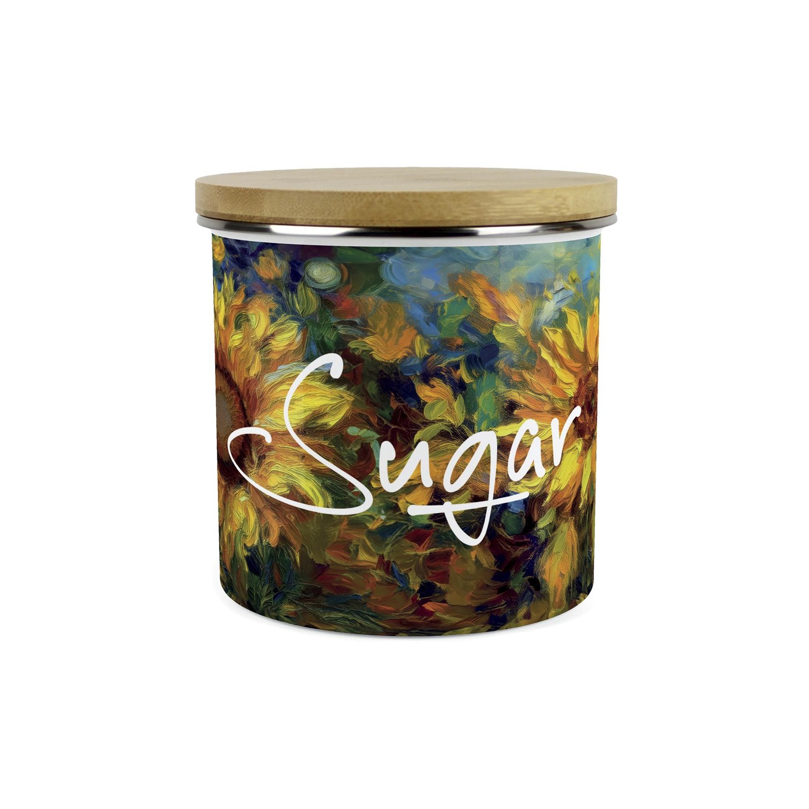 Sunflower Impressionism Sugar Storage Canister - Floral Kitchen Container Gifts