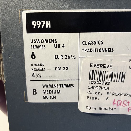 New Balance 997H New Sneakers Black With White CW997HNM Women’s Size 6 Men’s 4.5 - Picture 9 of 10
