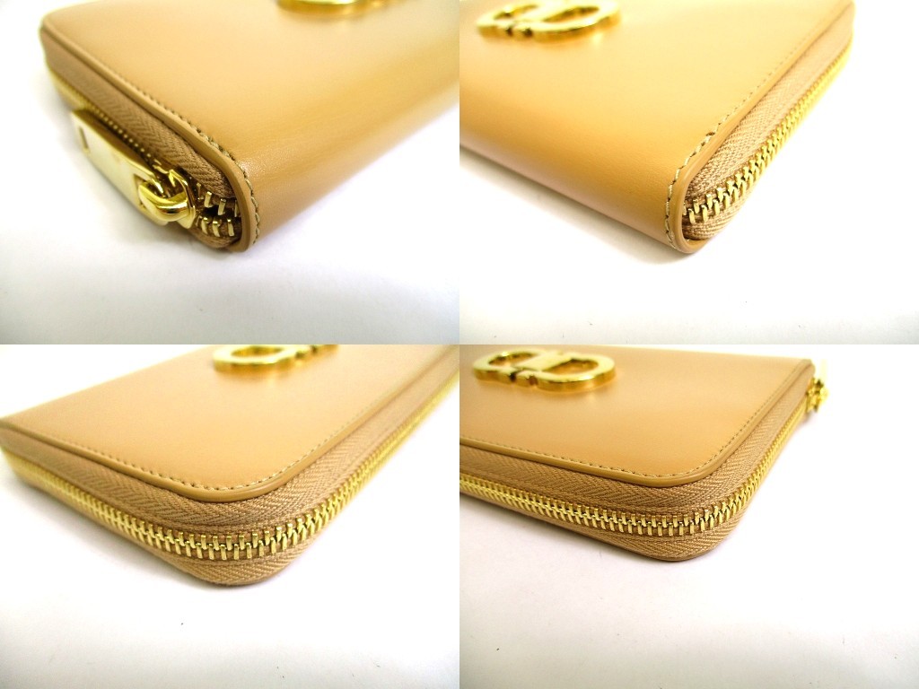 Auth Salvatore Ferragamo Gancini Light Camel Leather Round Zip Wallet #b134 image 7