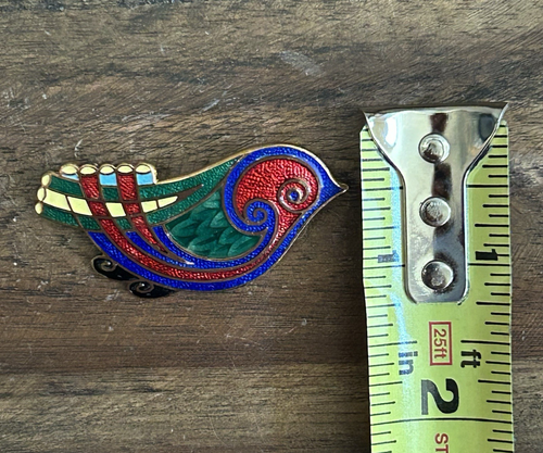 Vintage Tara Ware Style Celtic Guilloché Enamel Bird Brooch – Irish Design - Picture 4 of 4
