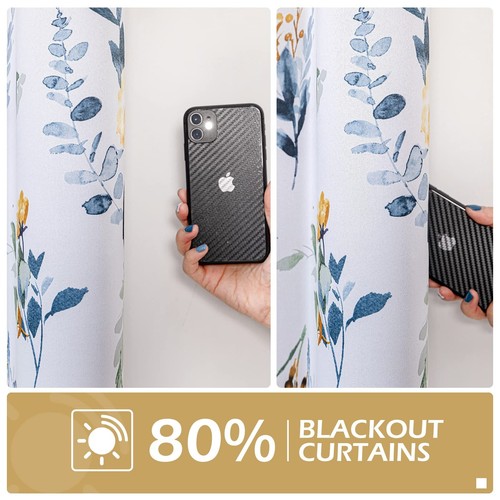 Floral Blackout Curtains 63 Inch Long Living Room Bedroom Curtains Thermal In... - Picture 6 of 8
