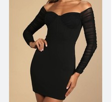 LULUS black bound to be bold off the shoulder mini dress sz M