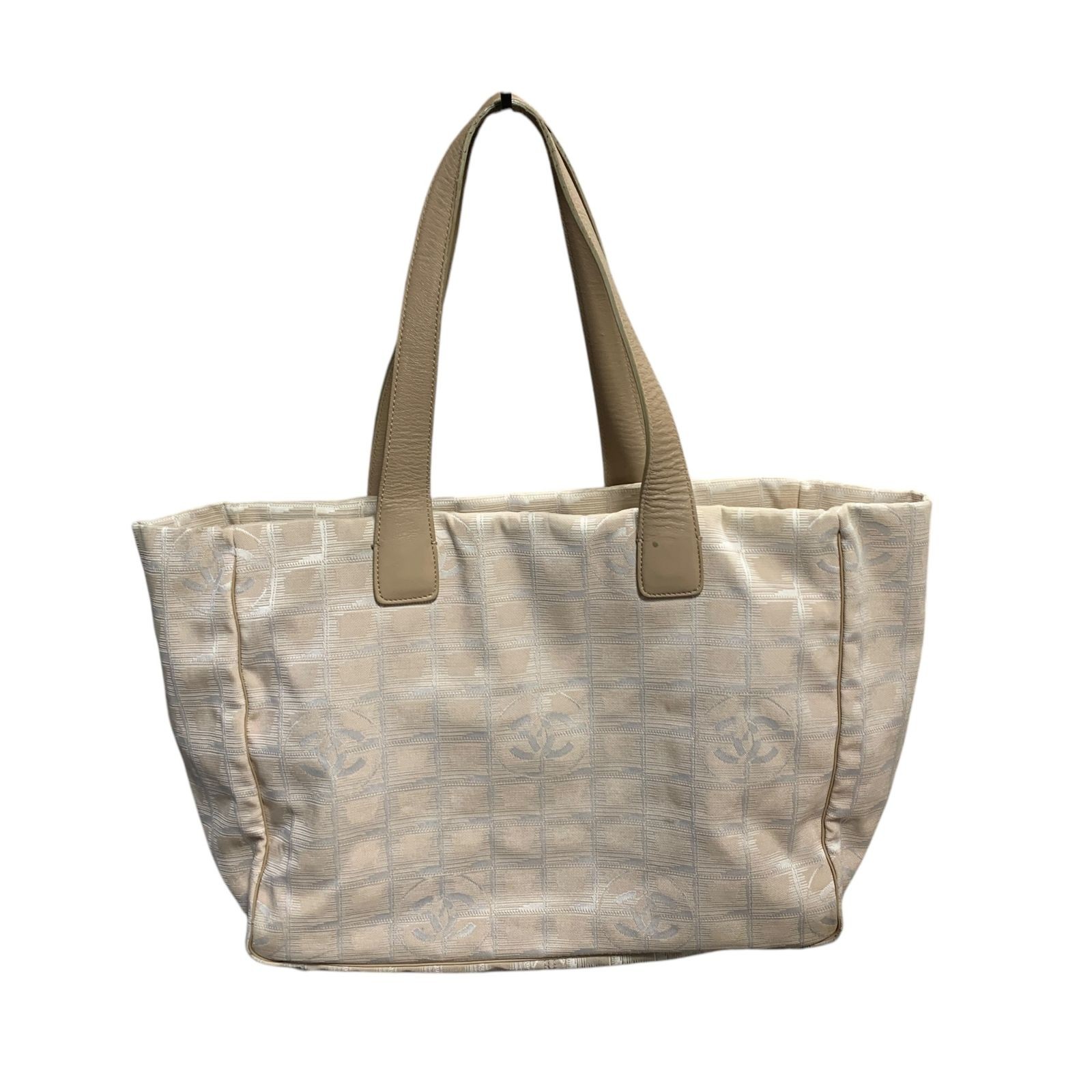 CHANEL Neutravel Tote Bag Beige Nylon Jacquard Leather V8309 Pre-Owned