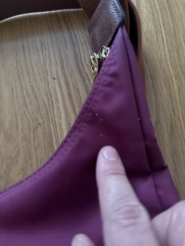 Longchamp Le Pliage Large Burgundy Nylon Hobo Crossbody Bag/Purse Made in China - Picture 9 of 24
