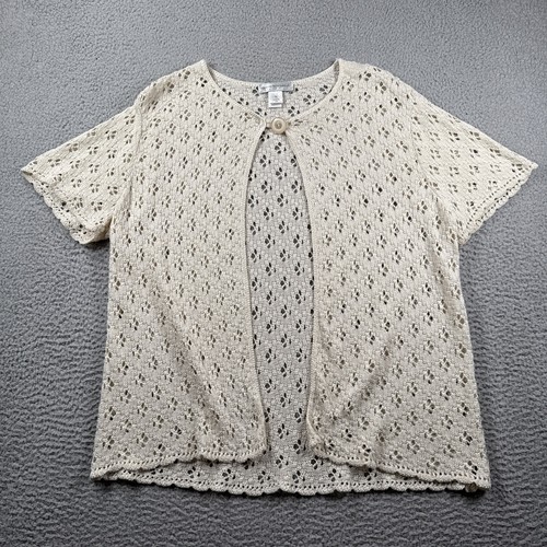 Christopher Banks Cardigan Womens XL One Button Knit Crochet Sweater Cottagecore