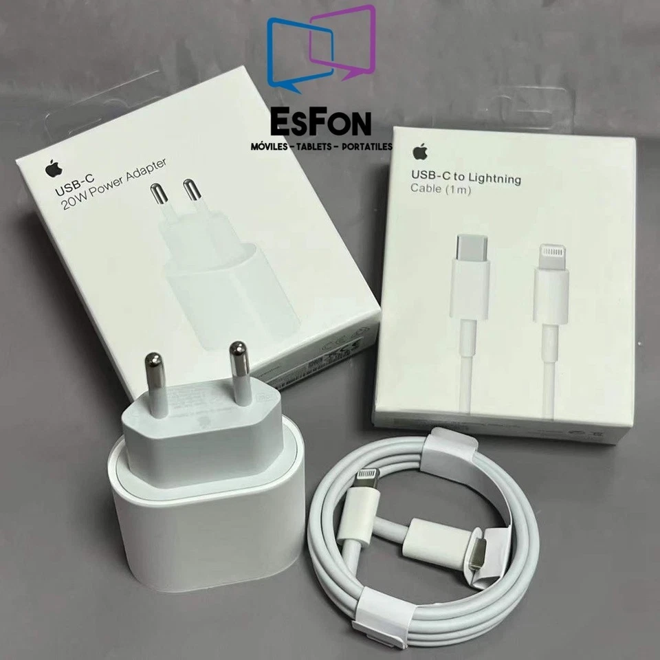 Cargador Original Apple 20W + cable USB-C Pack Completo iPhone 11 12 13 14 - Imagen 3 de 4