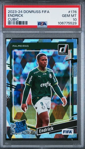 Endrick 2023-24 Panini Donruss FIFA Soccer Silver Cubic Rated Rookie PSA 10