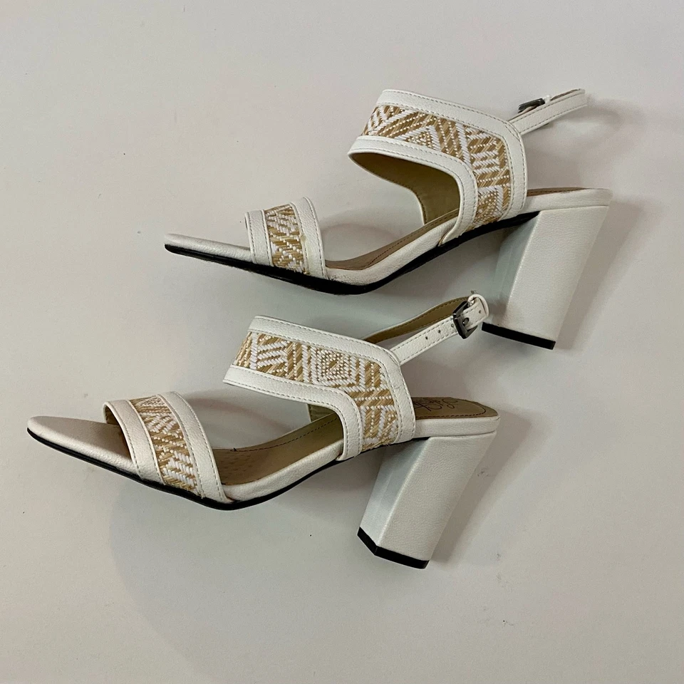 Sandalias LifeStride Luna blancas de tacón de rafia tejidas para mujer 8,5 Foto 2 de 4