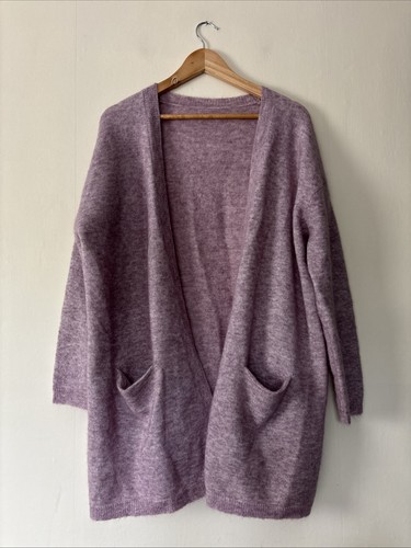 Cardigan lungo Seasalt 'Song Thrush' misto mohair lilla circa taglia UK 14-16