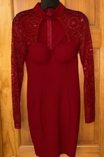 Fashion Nova/Annabelle lace dress burgundy/small/long sleeve