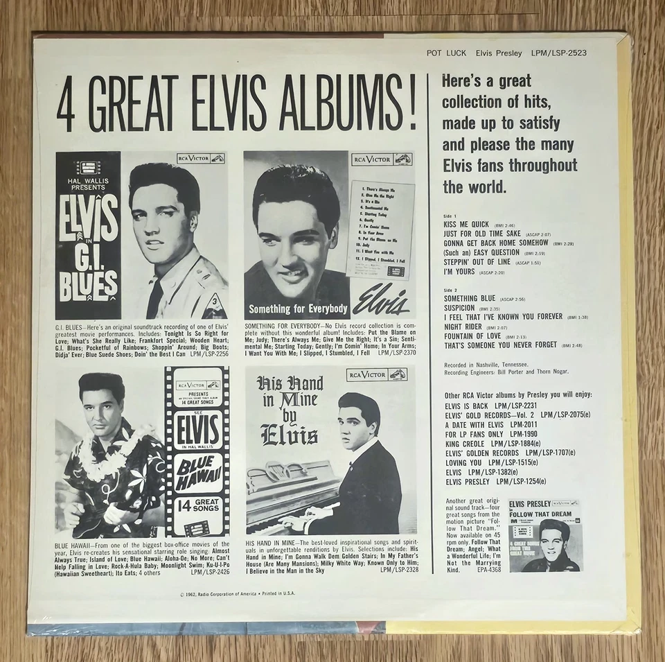 ELVIS PRESLEY Pot Luck FACTORY SEALED ORIGINAL 1962 FIRST PRESSING Near Mint - Image 2 of 4