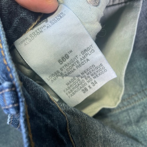 Levis 569 Jeans Mens 36x34 Denim Blue Stylish Casual Cotton Dark Wash - Picture 4 of 9