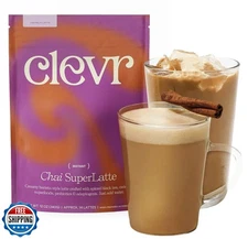 Clevr Blends Chai Tea Latte, Instant Superfood Powder Blend with Oat Milk, Li