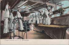 Target Practice On US Battleship 1900s Deck Gun Naval Sailors Postcard