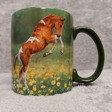 Lang Mugs Jump for Joy Coffee Tea Cup Mug 2006 Horse Pony Wild Pinto Foal Daisy