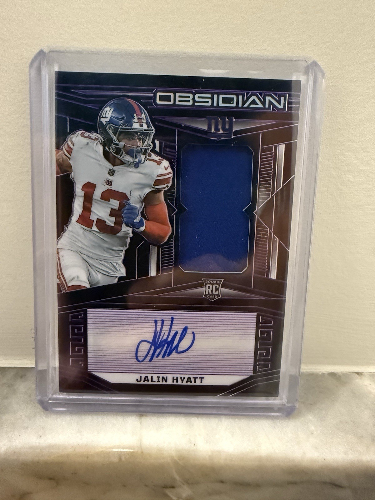 2023 Panini Obsidian Rookie Jersey Auto Purple Electric Etch Jalin Hyatt /75