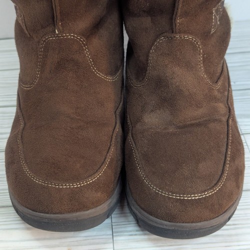 Itasca Chloe Schneestiefel Damengröße 10 Wildlederimitat Sherpa Fell gefüttert braun Knopf - Bild 12 von 16