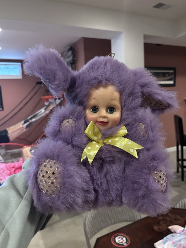 Vintage Nanco My Child Pet Plush Baby Doll Featuring A Purple Bunny Costume 12"