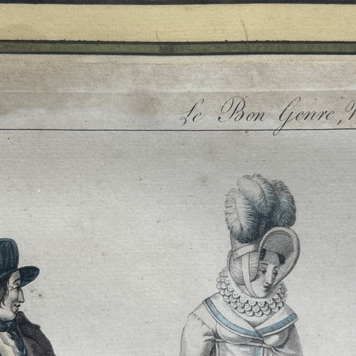 Antiker französischer Kupferstich Le Bon Genre No 85 Le Chien qui Feile handkoloriert um 1815 - Bild 5 von 22