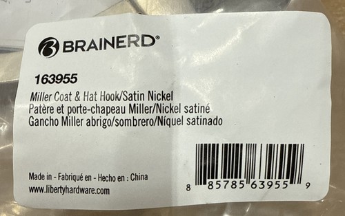 Brainerd Coat Hat Satin Nickel Garment Hook 163955 (2 Pack) - Picture 3 of 3