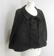 Bnwt Peter Jensen Black Patch Pocket Cape Bow Collared Shrug One Size New