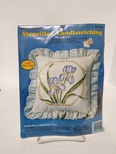 Creative Moments Flower Stencilled Candlewicking Pillow Kit 14x14  8322 New 