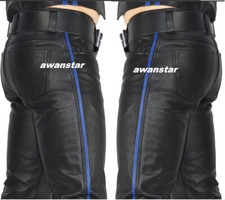 729 Nappa leder hose lederjeans lederhose mit blauen Paspal,leather trousers