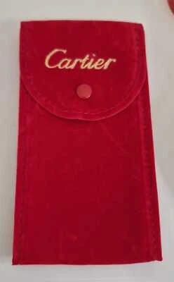 CARTIER SACCHETTO IN VELLUTO ROSSO PER OROLOGIO 13,5X7 PATTINA INTERNA