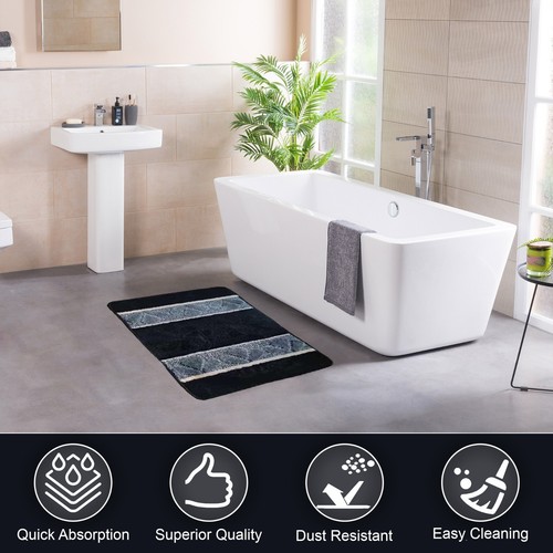 3 pcs Standard Size Geometric Shaggy Colored Striped Avanti Flower Bath Rugs Set - Picture 47 of 60
