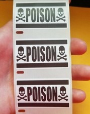 POISON WARNING STICKERS 25-1000 Pack Label decal gag joke sticker