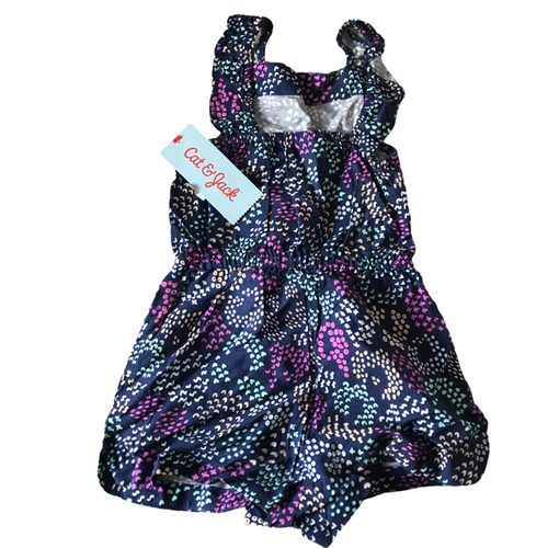 Cat & Jack Baby Girl Sleeveless Romper Nightfall Blue Size 12M Pockets - Picture 2 of 2