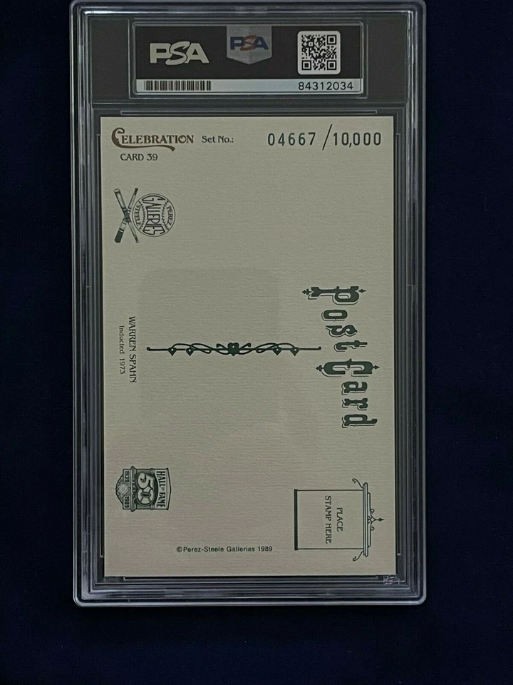 Warren Spahn Autographed Perez-Steele 1989 Postcard Braves PSA/DNA Cert - Image 3 of 3
