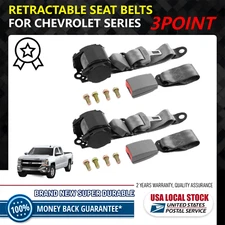 2x Adjustable 3 Point GreyCar Seat Belt For 1999-2019 Chevrolet Silverado 1500