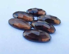  WHOLESALE NATURAL SMOKY QUARTZ ROSE CUT LONG OVAL SHAPE LOOSE GEMSTONE