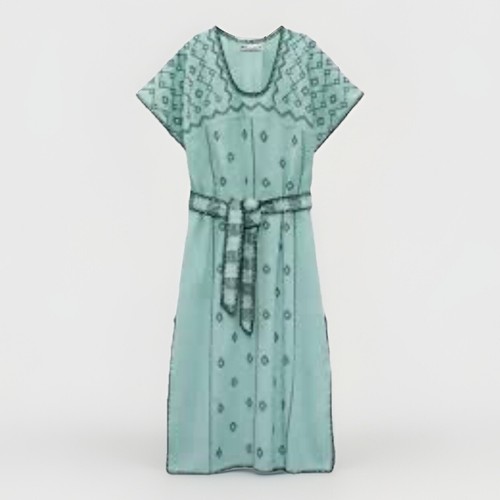 Abito estivo tunica boho caftano lino ricamato oversize ZARA taglia XS verde 8 - Foto 2 di 15