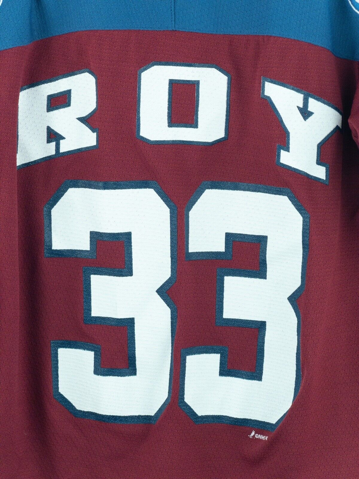 Mens Old Time Hockey Colorado Avalanche 33 Patrick Roy Premier Burgundy Red  Sawyer Hooded Sweatshirt