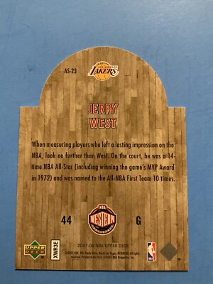 Jerry West 2007-08 Upper Deck NBA All-Star Die-Cut Insert #AS-23