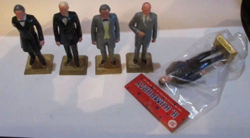 4 presidents and HHH Vintage 1960s Marx Presidents 2.5" Figures